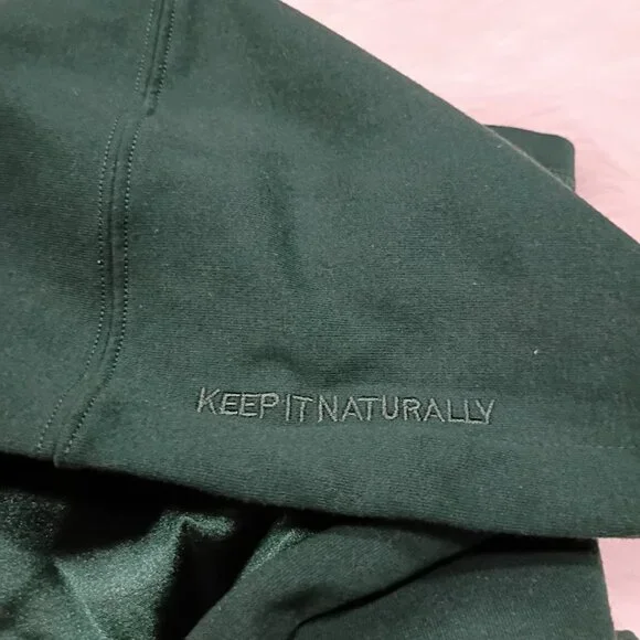Kin Cropped Green Cotton S Hoodie With Satin-Lined Hood Drawstring - Picture 11 of 11
